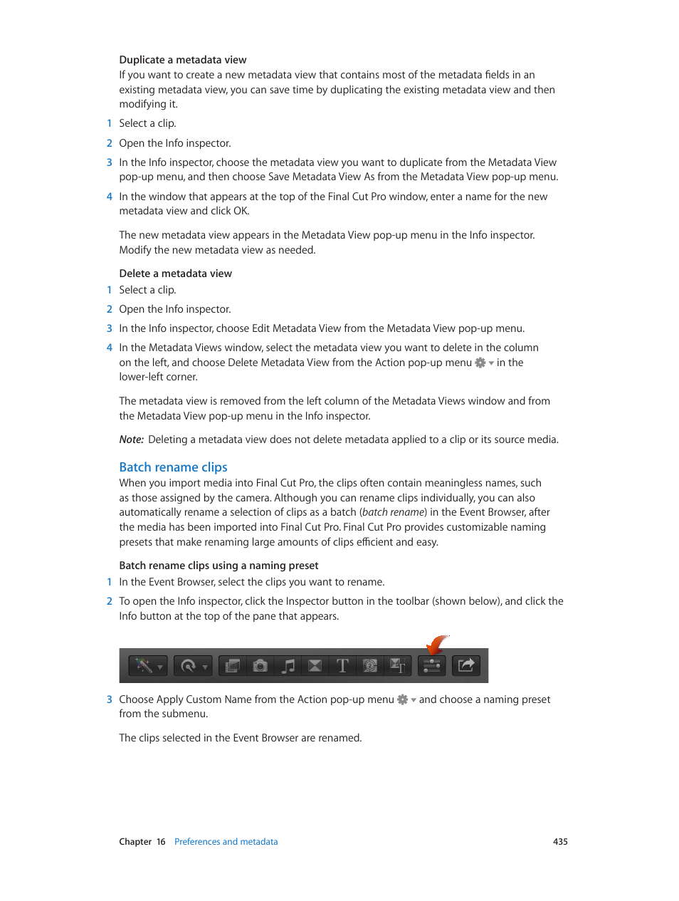 Batch rename clips | Apple Final Cut Pro X (10.0.9) User Manual | Page 435 / 476