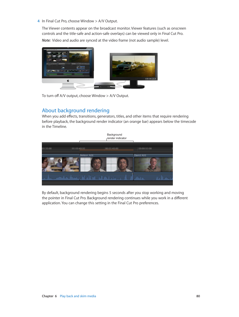 About background rendering, 80 about background rendering | Apple Final Cut Pro X (10.0.9) User Manual | Page 80 / 476