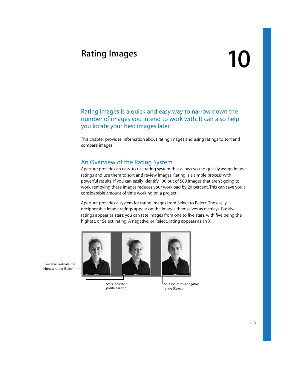 Rating images, An overview of the rating system, Chapter 10 | Apple Aperture Getting Started User Manual | Page 113 / 222
