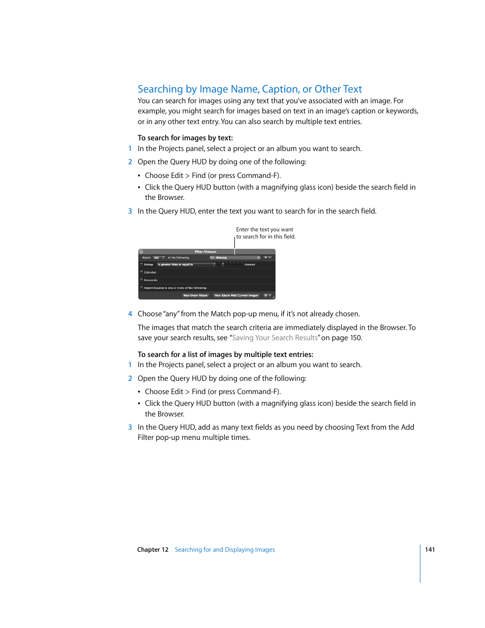 Searching by image name, caption, or other text | Apple Aperture Getting Started User Manual | Page 141 / 222