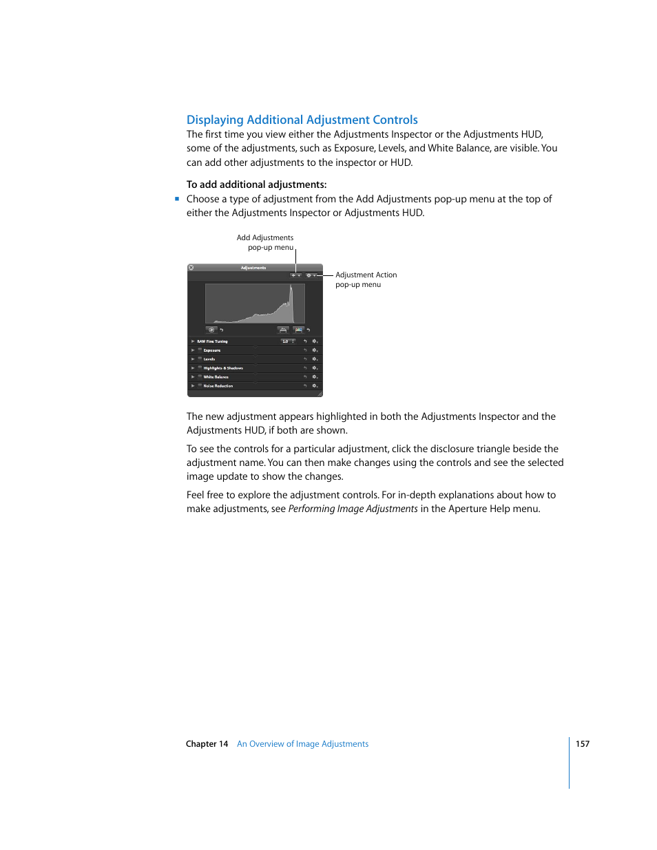 Displaying additional adjustment controls | Apple Aperture Getting Started User Manual | Page 157 / 222