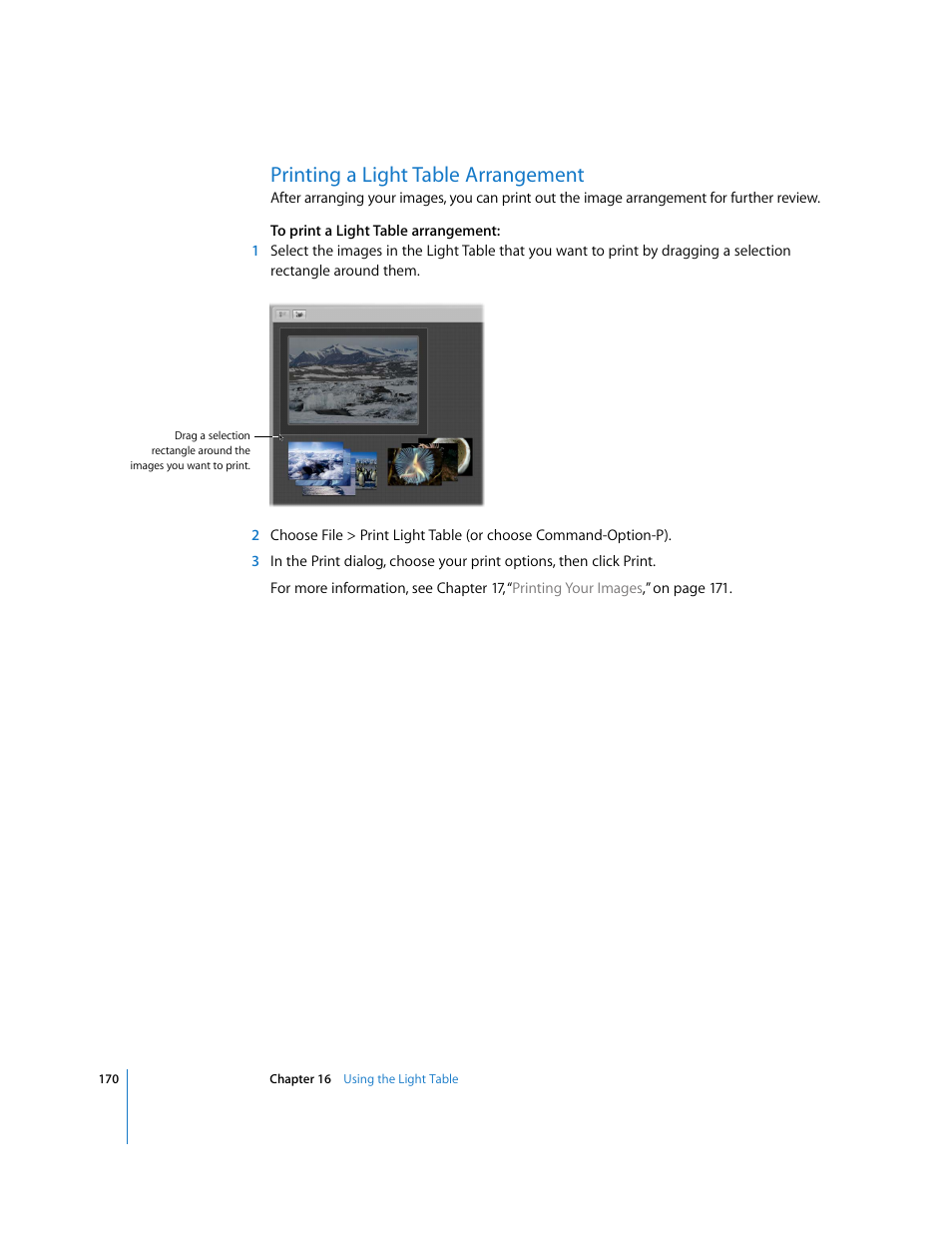 Printing a light table arrangement | Apple Aperture Getting Started User Manual | Page 170 / 222