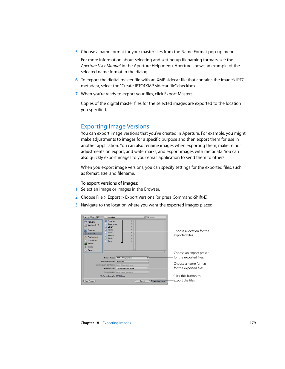 Exporting image versions | Apple Aperture Getting Started User Manual | Page 179 / 222