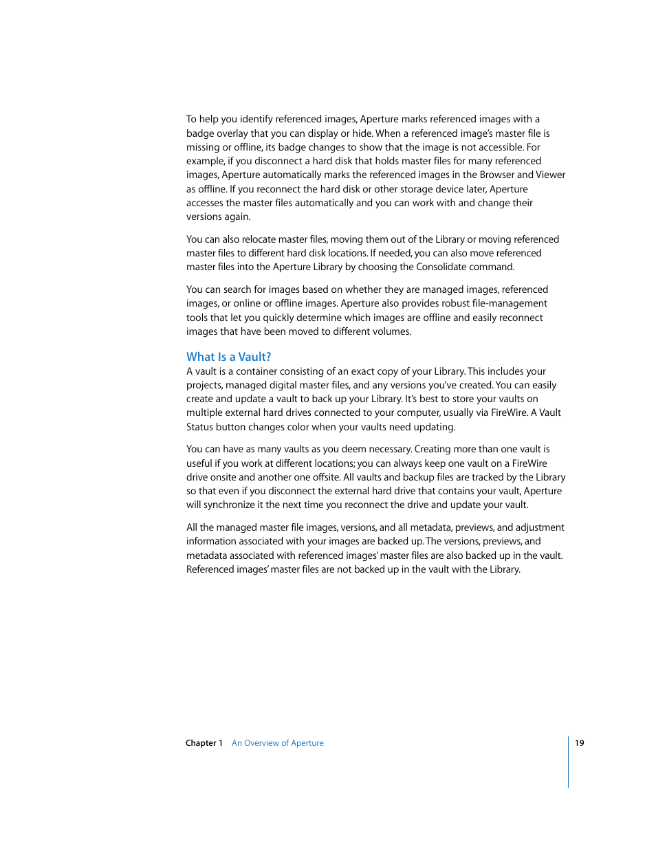 What is a vault | Apple Aperture Getting Started User Manual | Page 19 / 222