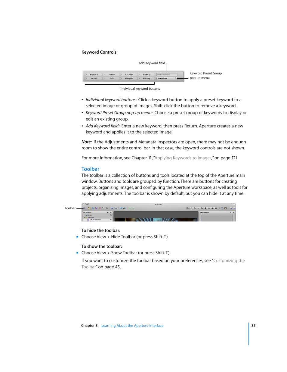 Toolbar | Apple Aperture Getting Started User Manual | Page 35 / 222