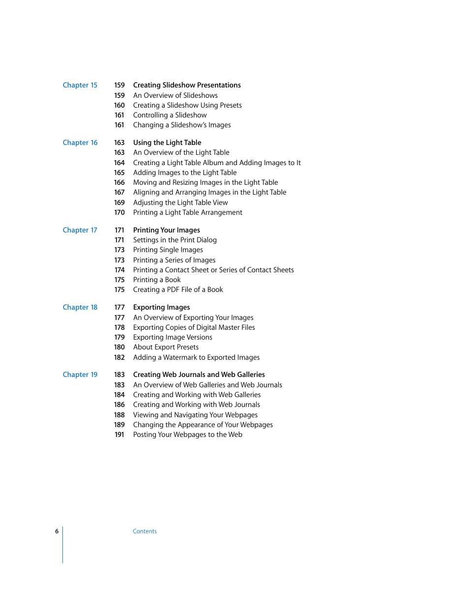 Apple Aperture Getting Started User Manual | Page 6 / 222