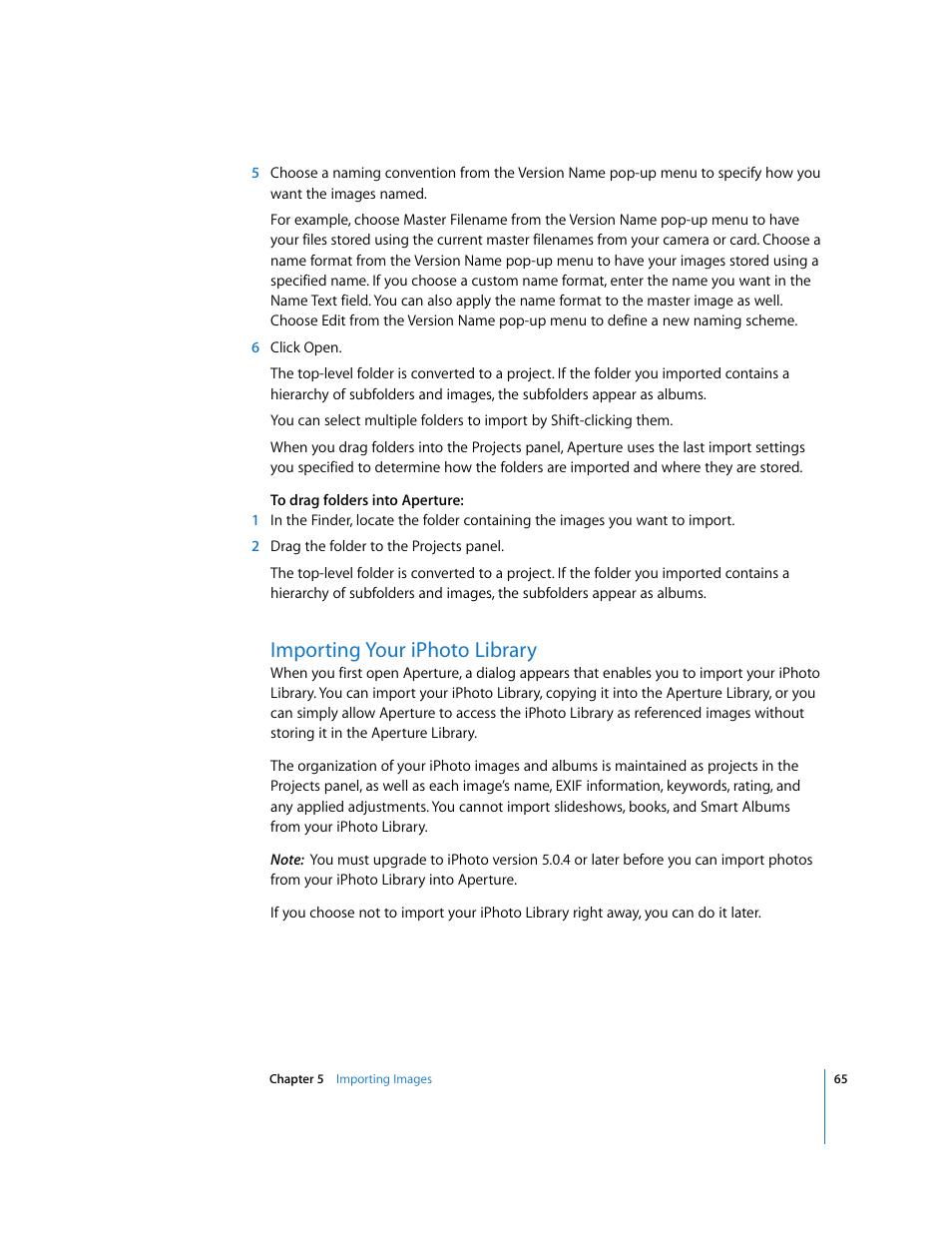 Importing your iphoto library | Apple Aperture Getting Started User Manual | Page 65 / 222
