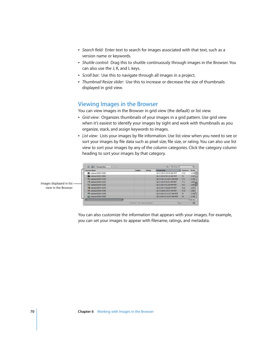 Viewing images in the browser | Apple Aperture Getting Started User Manual | Page 70 / 222