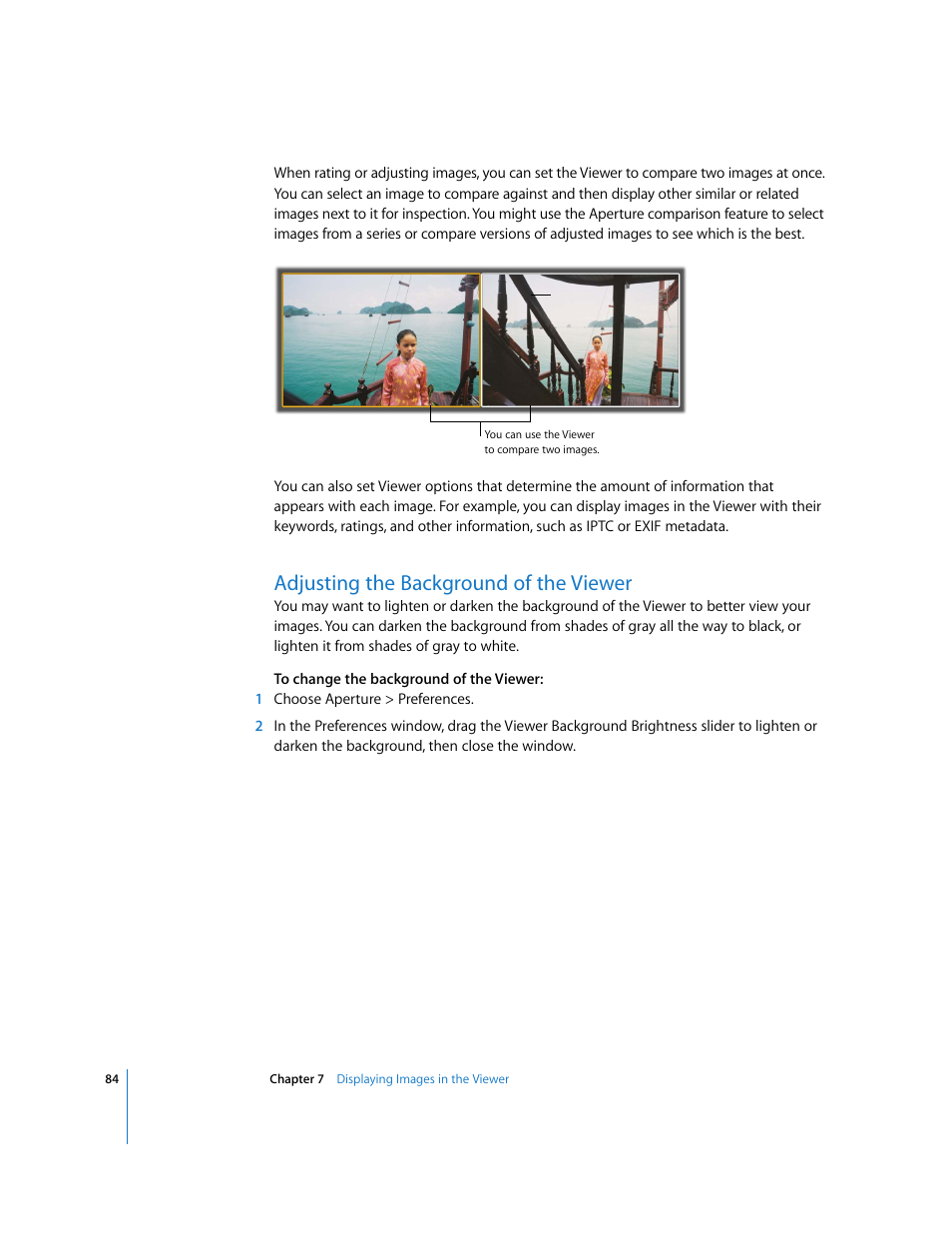 Adjusting the background of the viewer | Apple Aperture Getting Started User Manual | Page 84 / 222