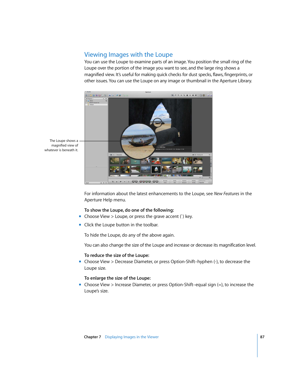 Viewing images with the loupe | Apple Aperture Getting Started User Manual | Page 87 / 222