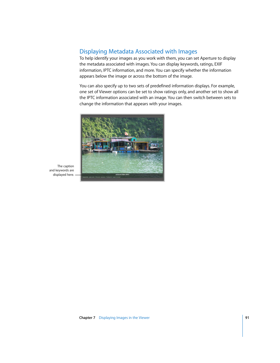 Displaying metadata associated with images | Apple Aperture Getting Started User Manual | Page 91 / 222