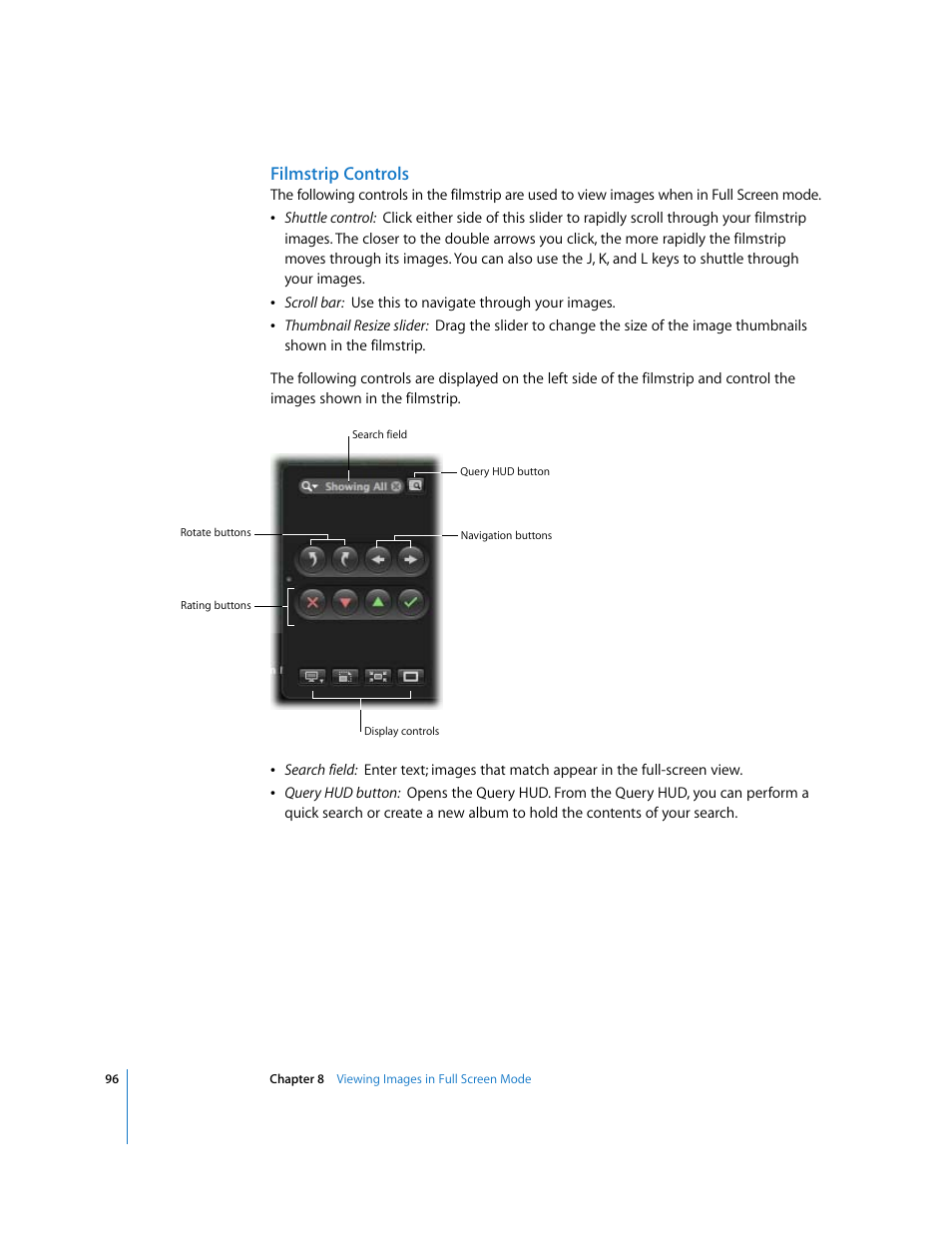 Filmstrip controls | Apple Aperture Getting Started User Manual | Page 96 / 222