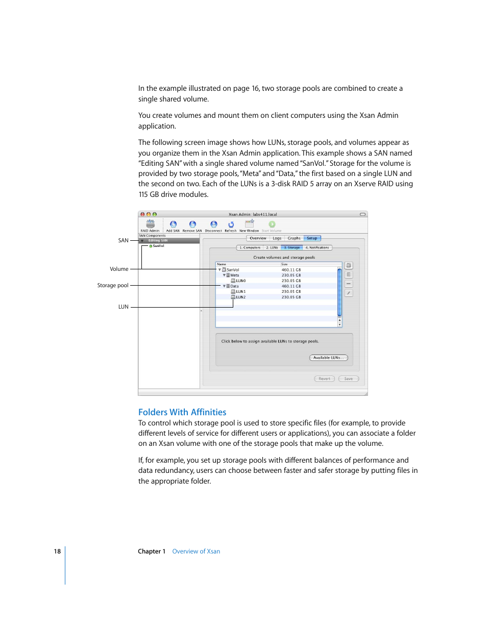 Folders with affinities | Apple Xsan 1.1 User Manual | Page 18 / 134