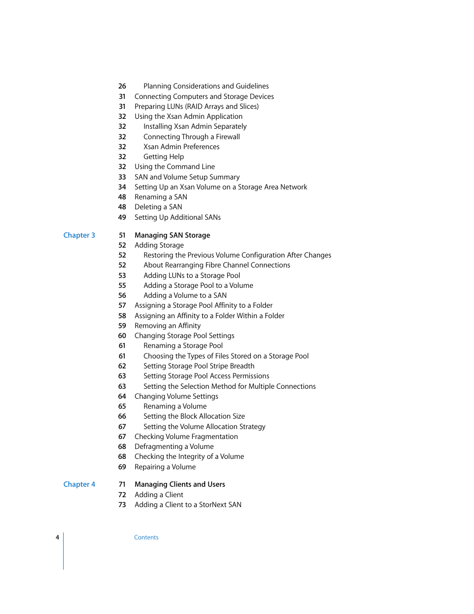 Apple Xsan 1.1 User Manual | Page 4 / 134