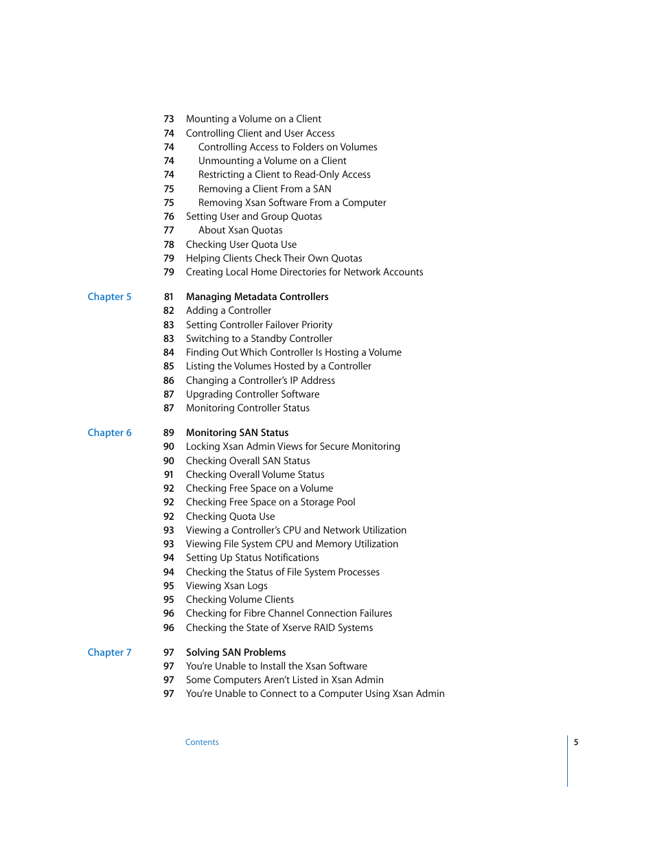 Apple Xsan 1.1 User Manual | Page 5 / 134