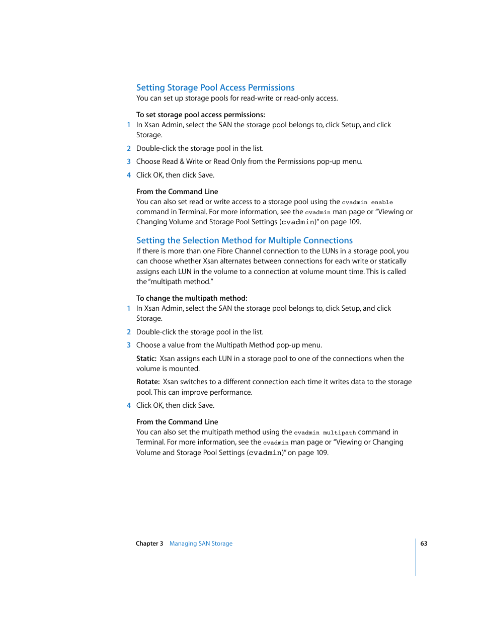 Setting storage pool access permissions | Apple Xsan 1.1 User Manual | Page 63 / 134