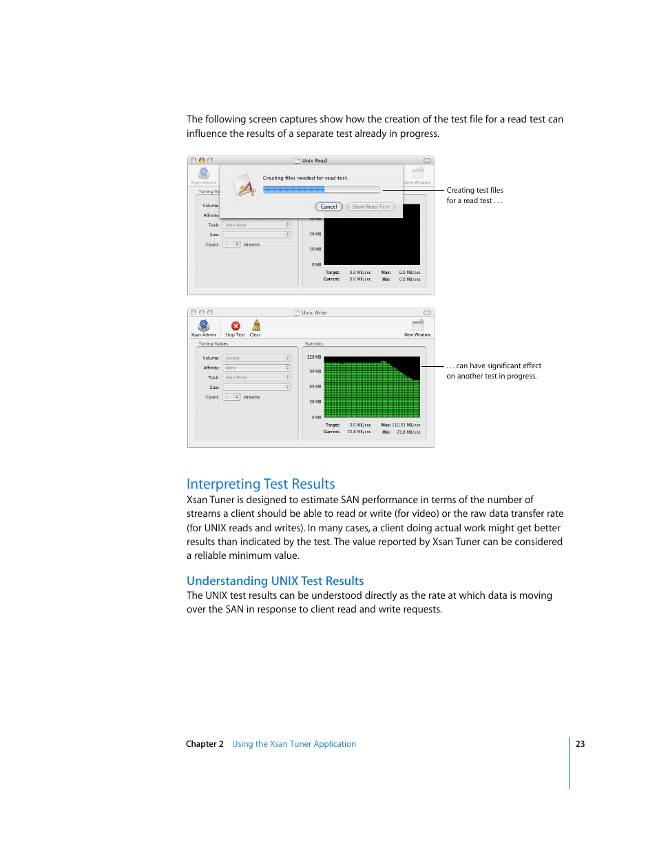 Interpreting test results, Understanding unix test results | Apple Xsan 1.x User Manual | Page 23 / 39