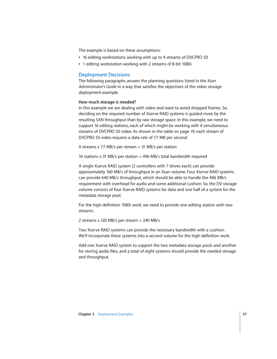 Deployment decisions | Apple Xsan 1.x User Manual | Page 37 / 39
