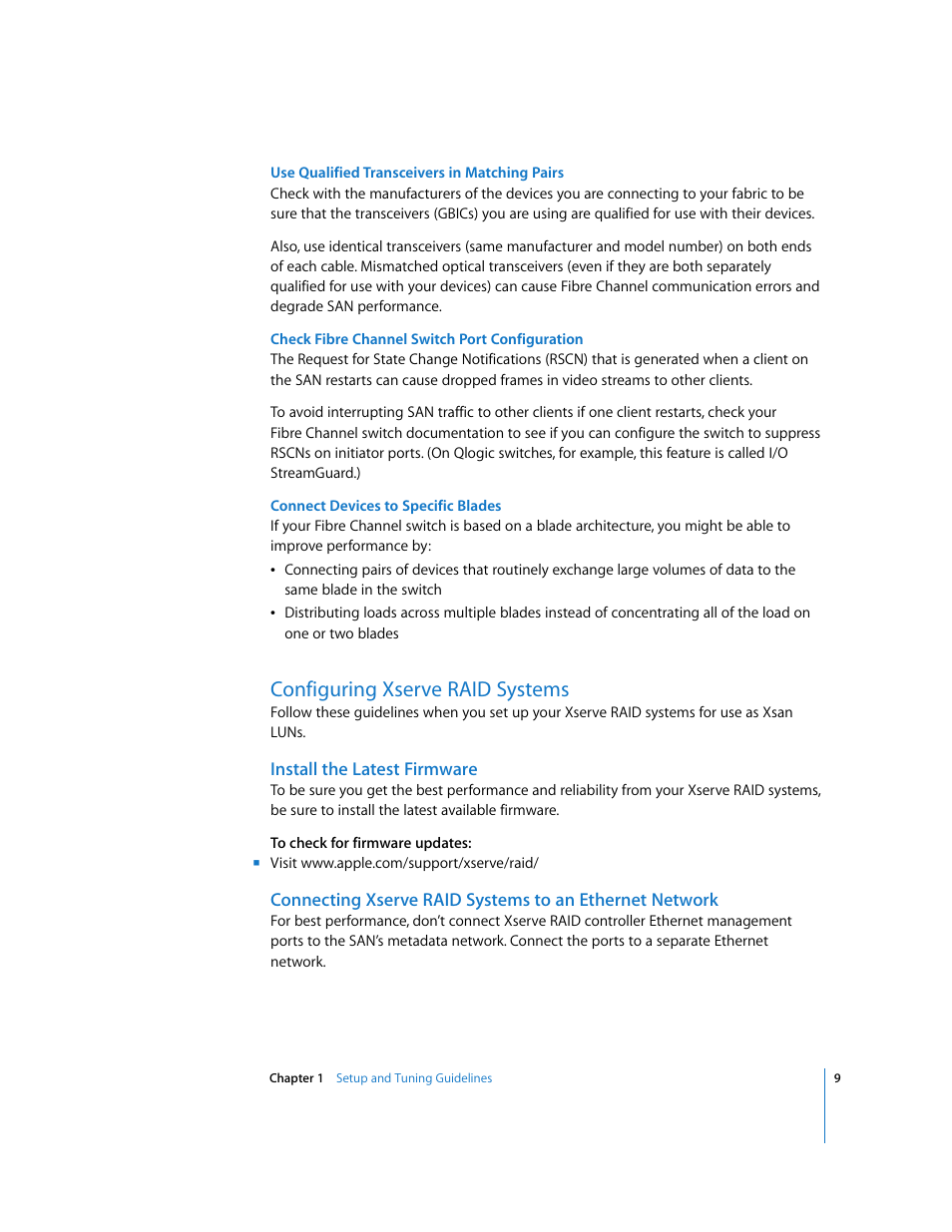 Configuring xserve raid systems, Install the latest firmware | Apple Xsan 1.x User Manual | Page 9 / 39