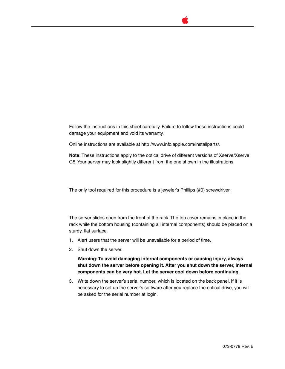 Apple Xserve Intel (Late 2006) DIY Procedure for Optical Drive Cable User Manual | 6 pages