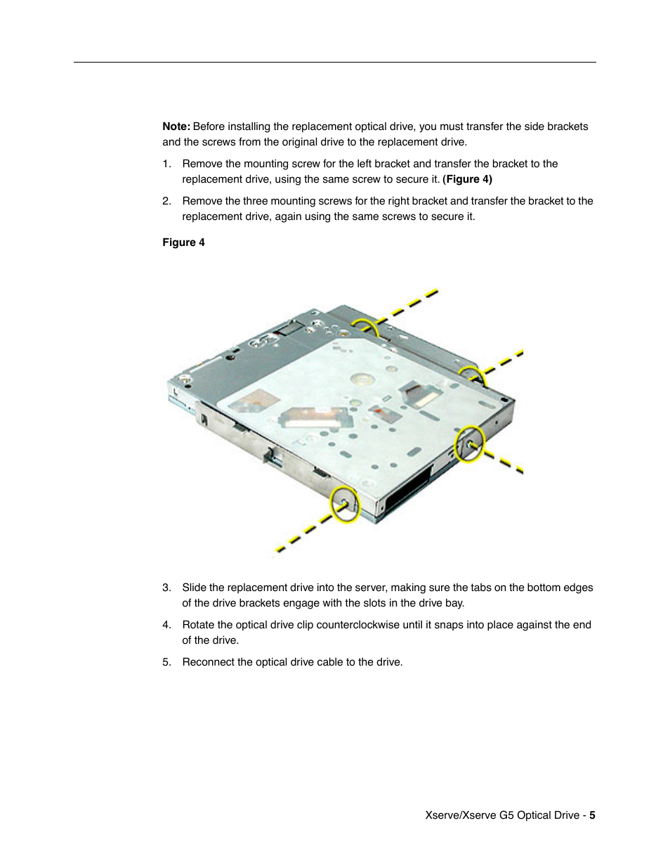 Installing the replacement optical drive | Apple Xserve Intel (Late 2006) DIY Procedure for Optical Drive Cable User Manual | Page 5 / 6