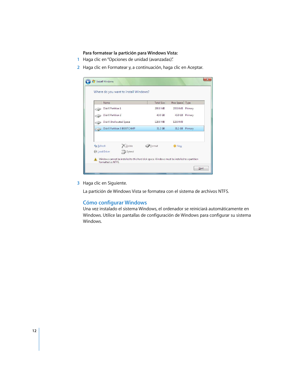 Cómo configurar windows | Apple Boot Camp (Mac OS X v10.5 Leopard) User Manual | Page 12 / 27