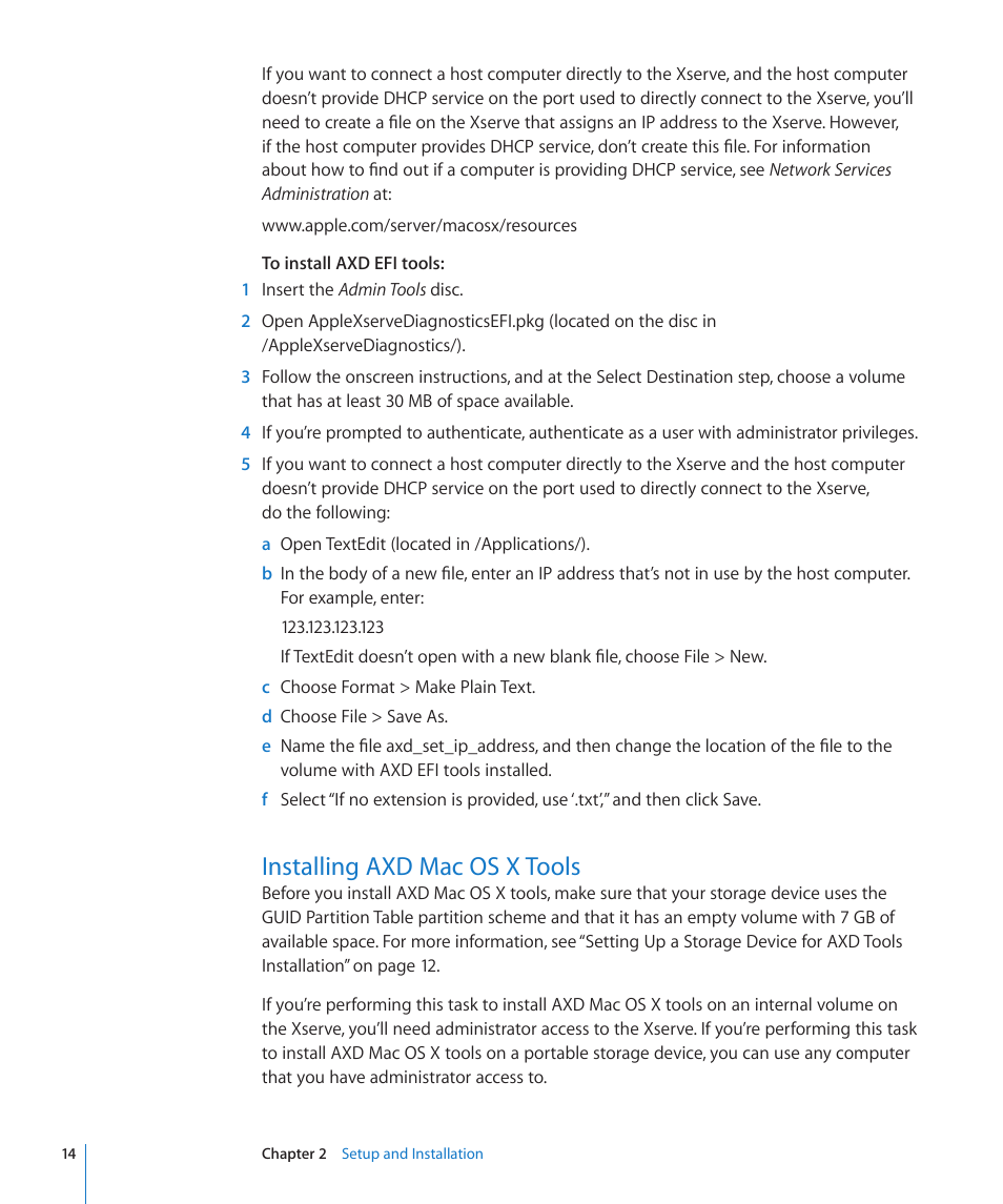 Installing axd mac os x tools | Apple Xserve - Apple Xserve User Manual | Page 14 / 48