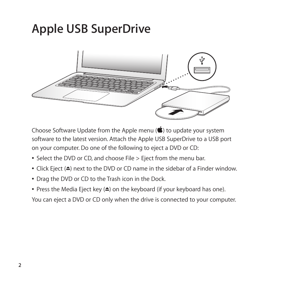 Apple usb superdrive | Apple USB SuperDrive User Manual | Page 2 / 8