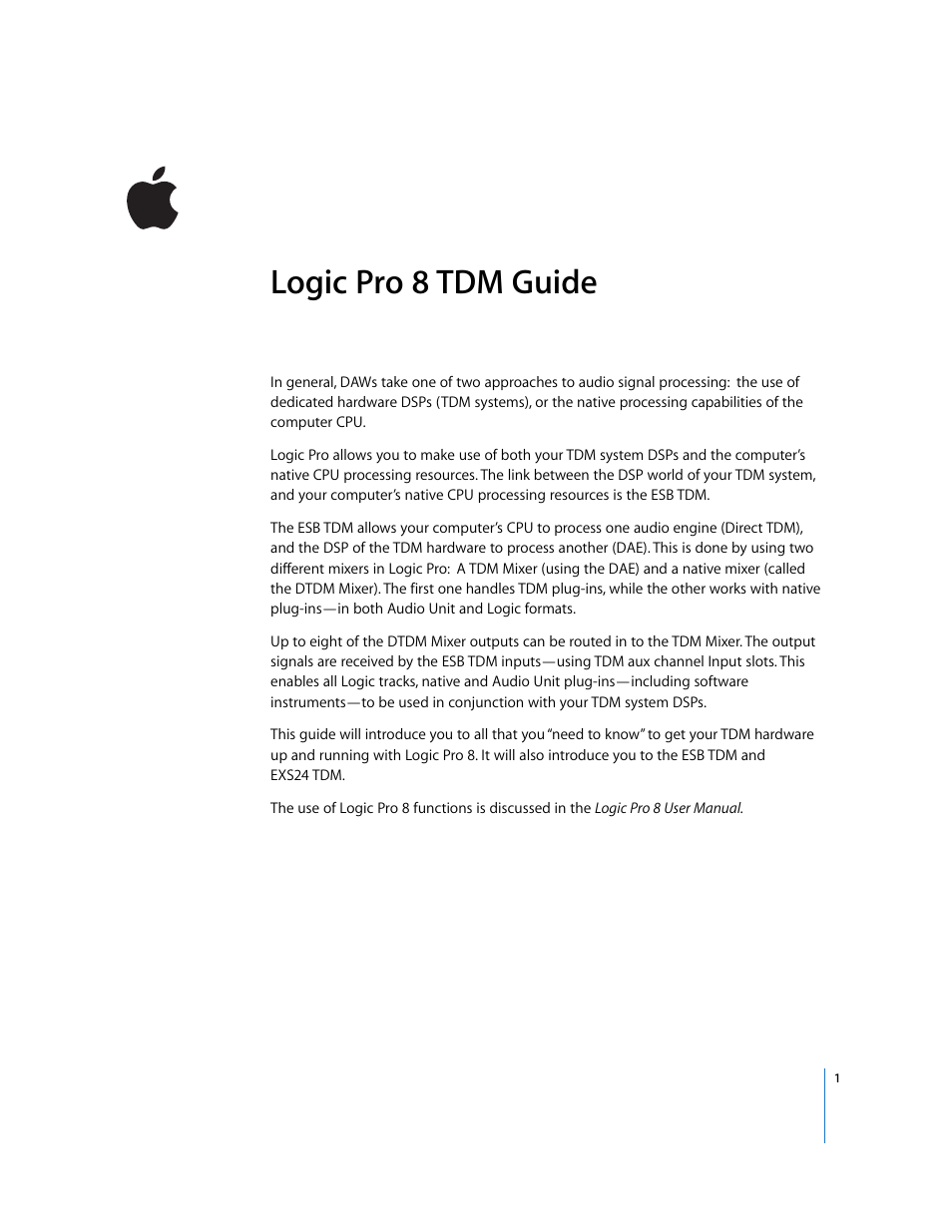 Apple Logic Pro 8 TDM User Manual | 15 pages
