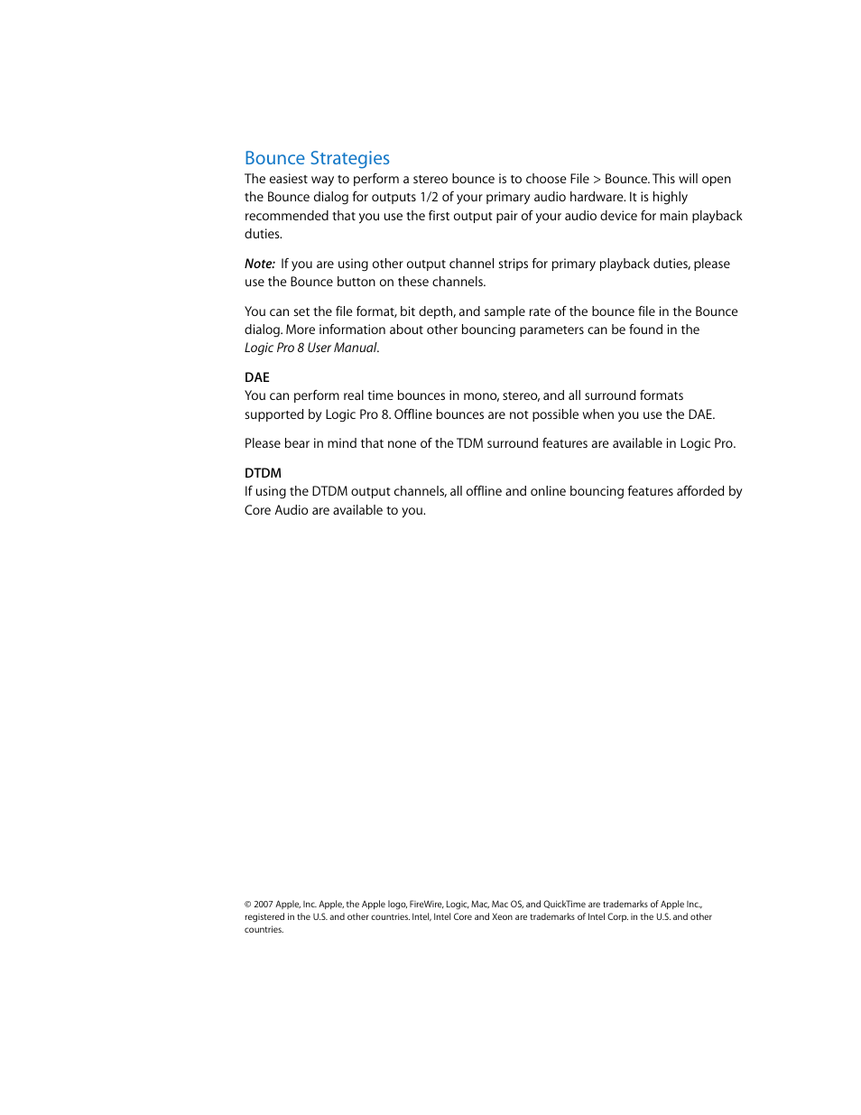Bounce strategies | Apple Logic Pro 8 TDM User Manual | Page 15 / 15