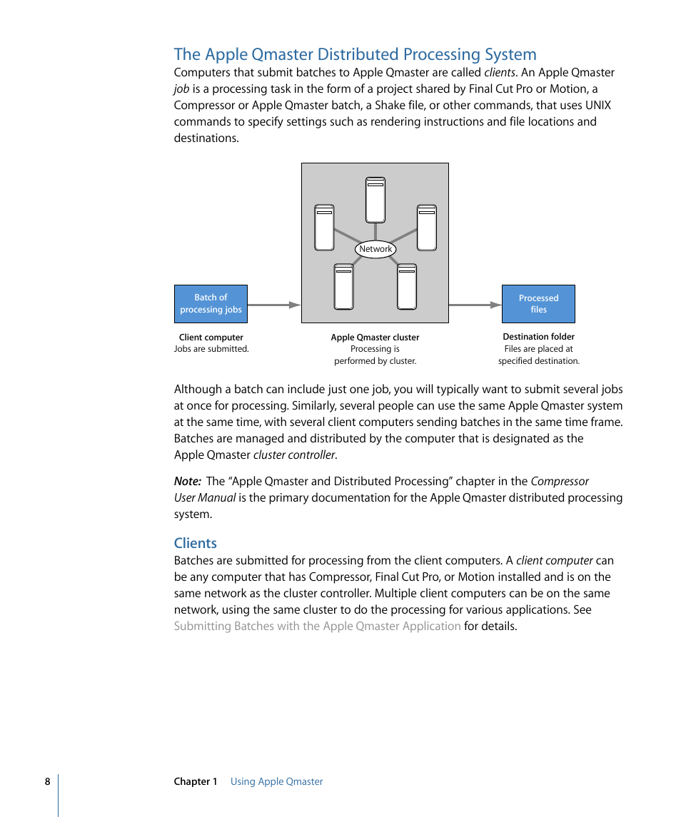 The apple qmaster distributed processing system, Clients | Apple Qmaster 4 User Manual | Page 8 / 34