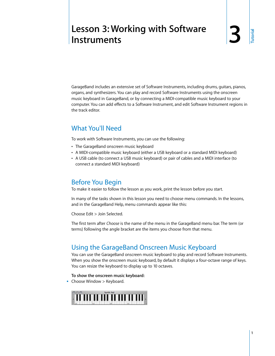 Apple GarageBand Tutorial: Lesson 3 User Manual | 6 pages
