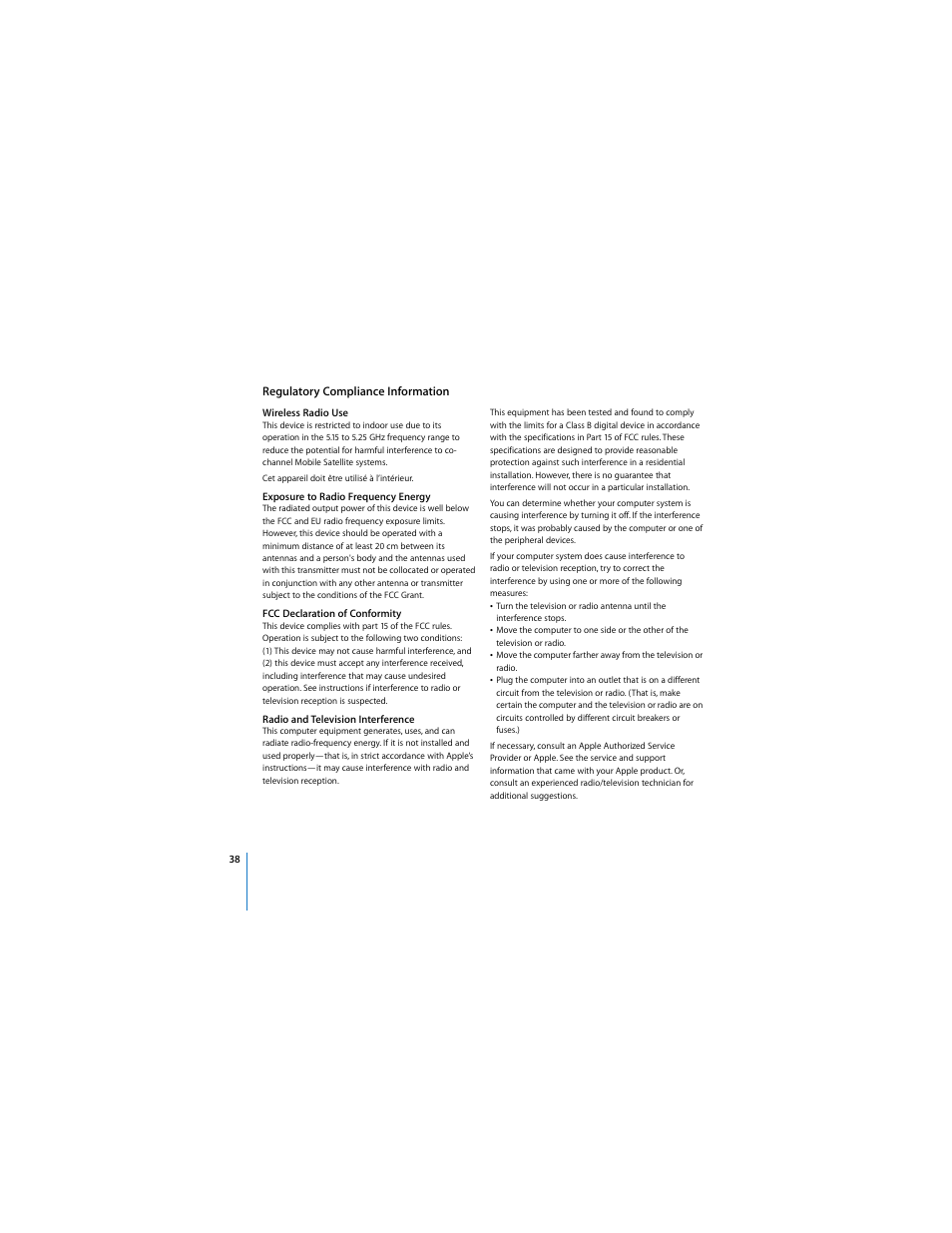 Regulatory compliance information | Apple AirPort Extreme 802.11n (3rd Generation) User Manual | Page 38 / 44