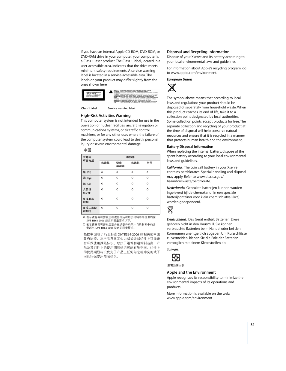 Apple Xserve (Early 2008) User Manual | Page 31 / 31