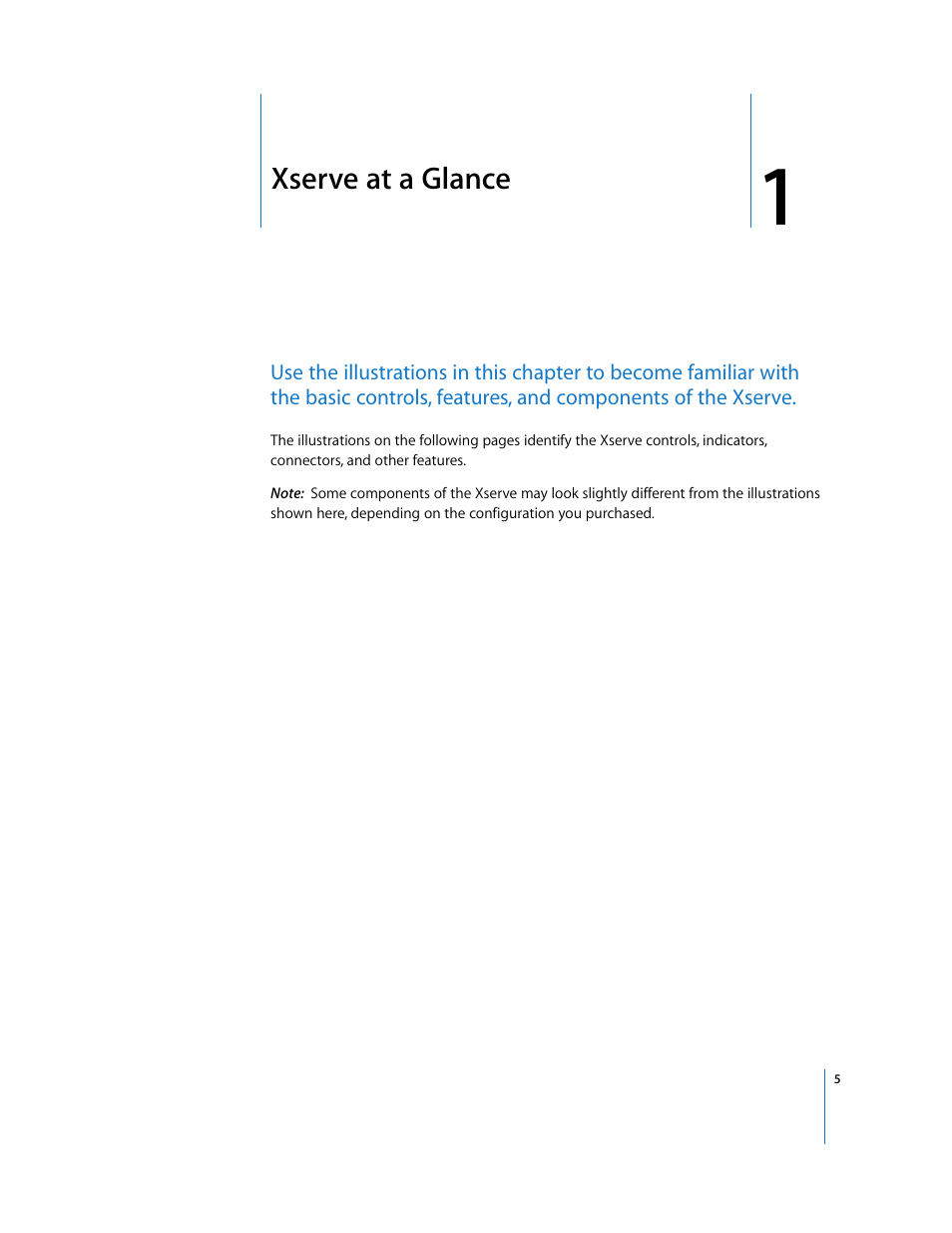 Xserve at a glance, Chapter 1 | Apple Xserve (Early 2008) User Manual | Page 5 / 31