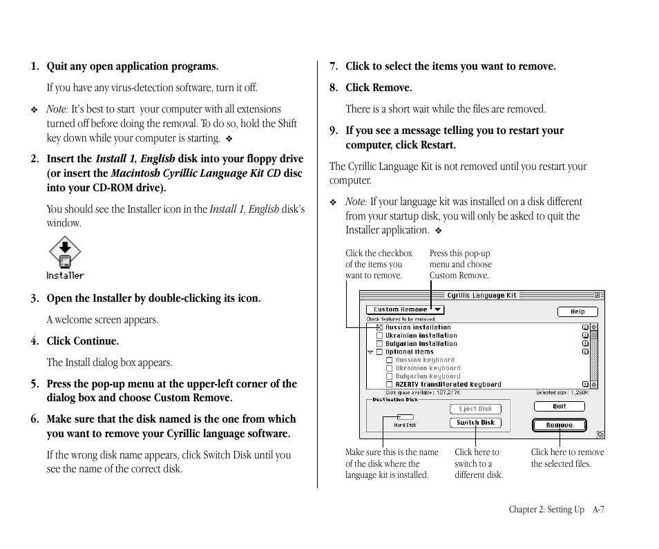 Creating a roman language register a-10 | Apple Macintosh Cyrillic Language Kit User Manual | Page 10 / 28