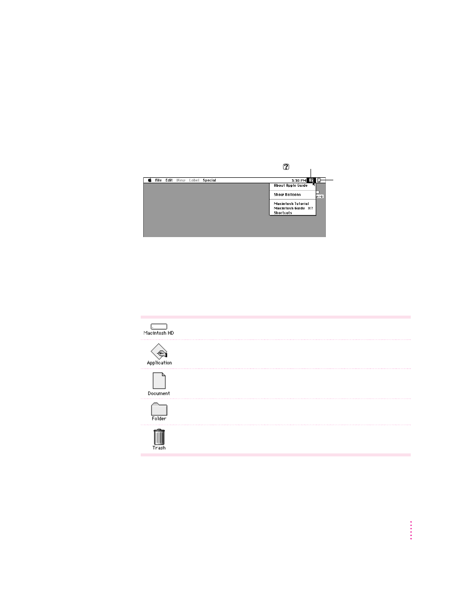 Menus, Icons | Apple Power Macintosh 5260 Series User Manual | Page 19 / 191