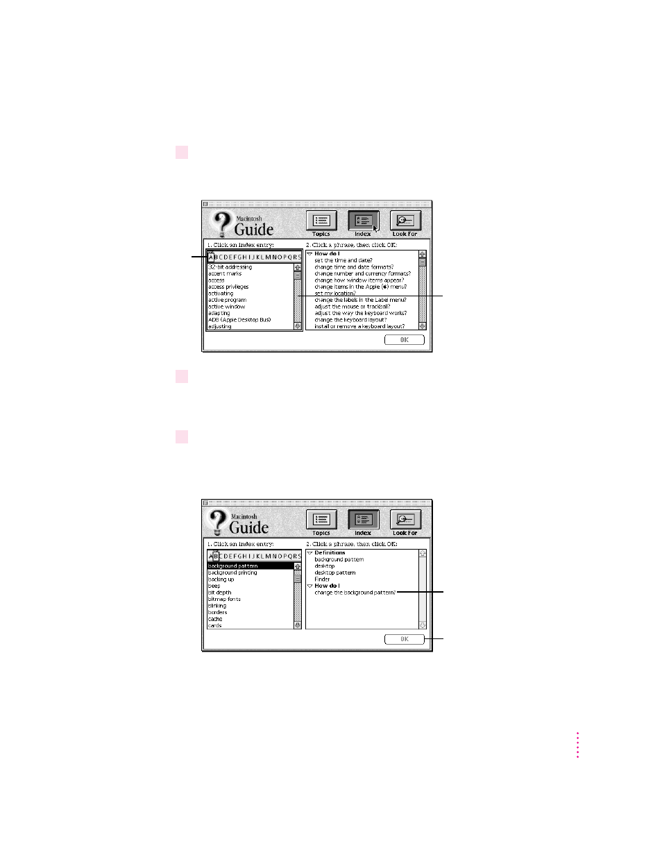 Getting answers with the index button | Apple Power Macintosh 5260 Series User Manual | Page 27 / 191