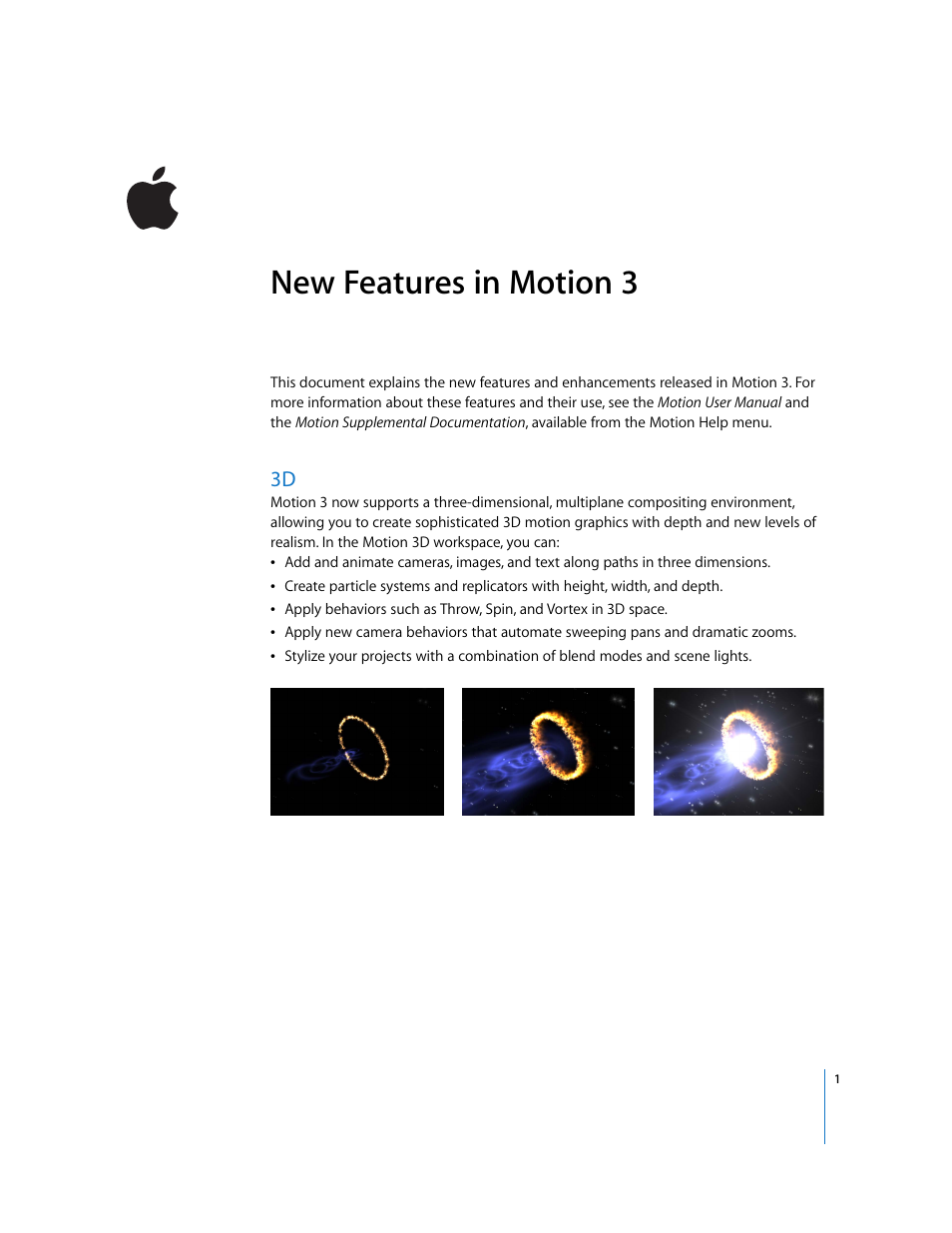 Apple Motion 3 New Features User Manual | 5 pages