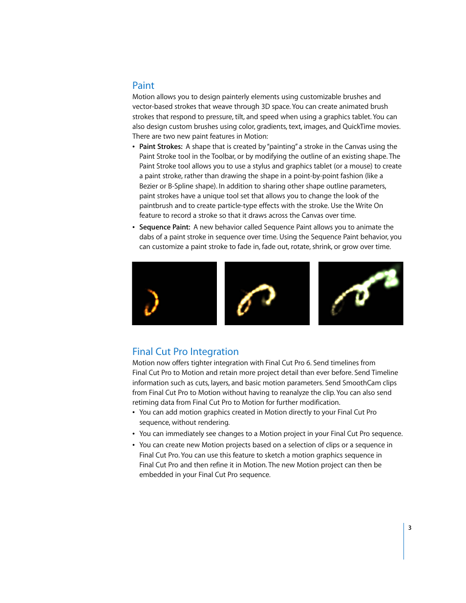 Paint, Finalcutpro integration, Final cut pro integration | Apple Motion 3 New Features User Manual | Page 3 / 5