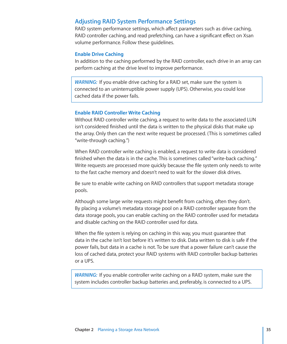 Adjusting raid system performance settings | Apple Xsan 2 (Third Edition) User Manual | Page 35 / 129