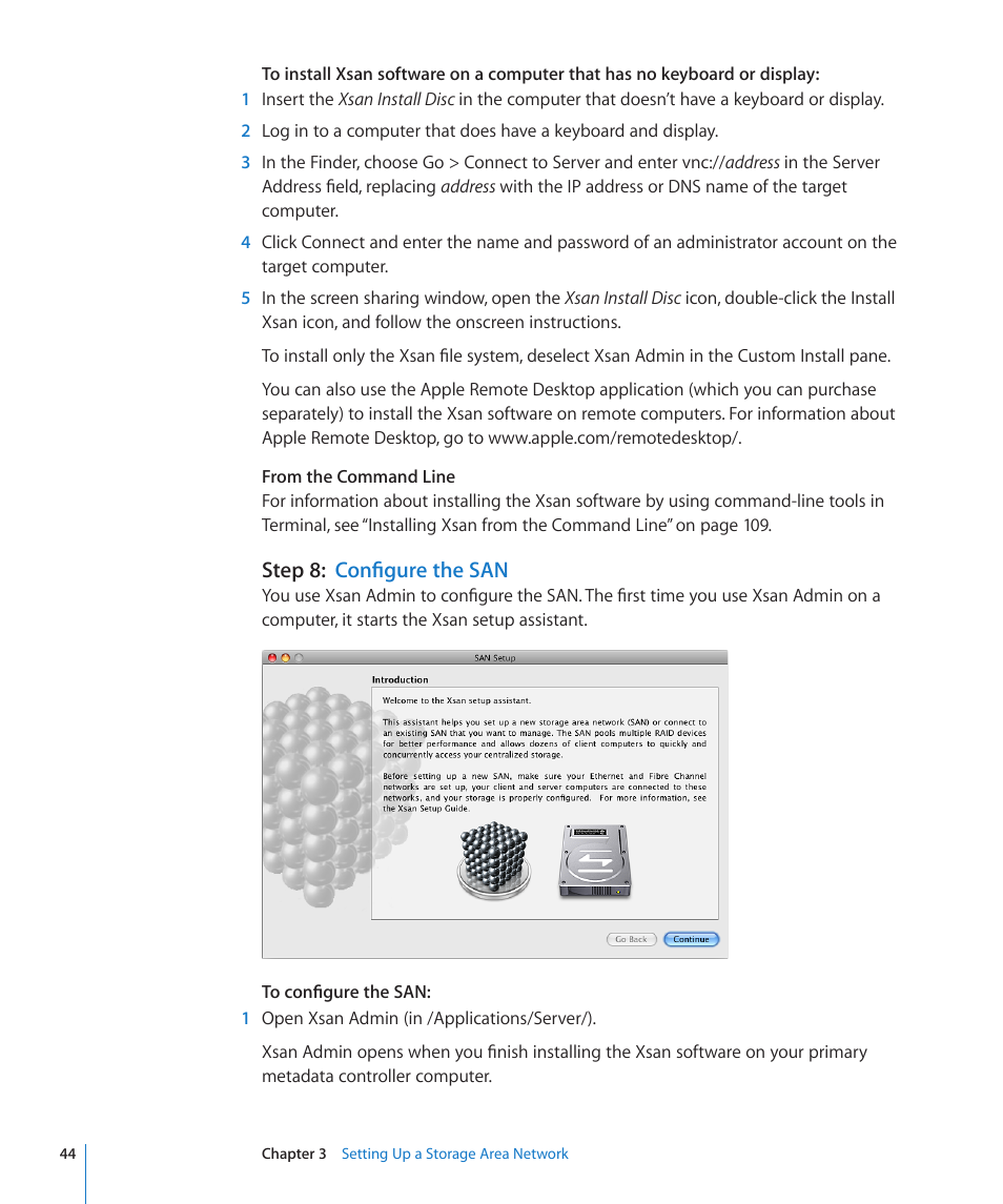 Step 8: configure the san, Step 8: configure the san | Apple Xsan 2 (Third Edition) User Manual | Page 44 / 129