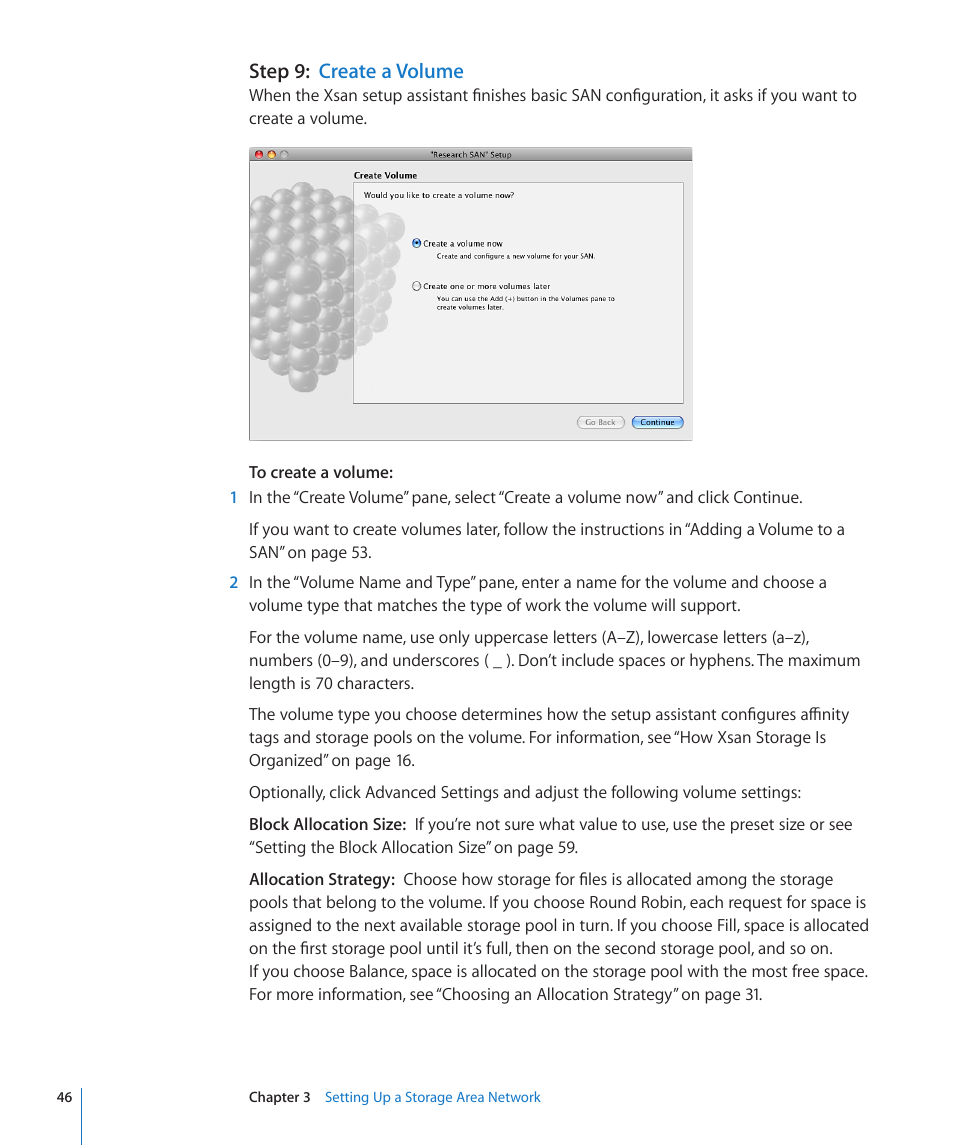 Step 9: create a volume, Step 9: create a volume | Apple Xsan 2 (Third Edition) User Manual | Page 46 / 129