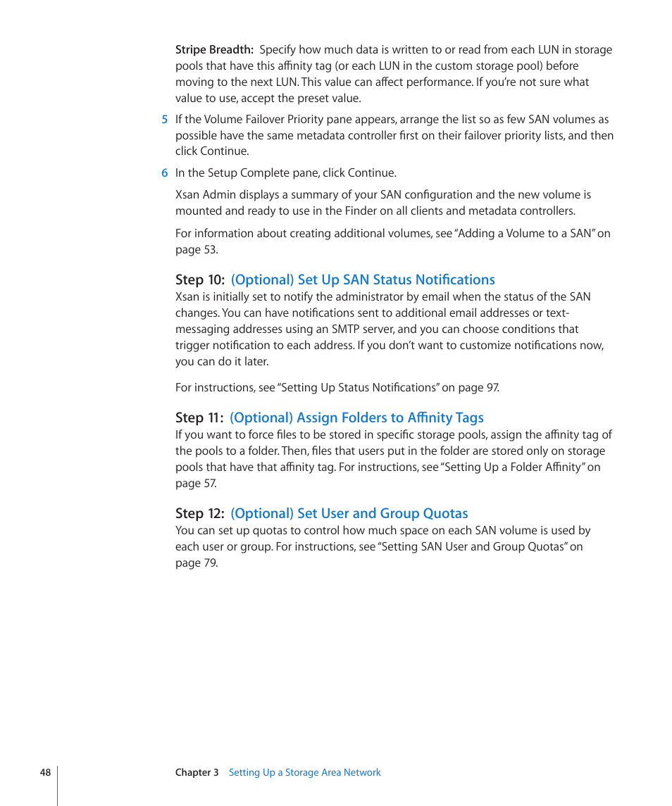 Step 12: (optional) set user and group quotas | Apple Xsan 2 (Third Edition) User Manual | Page 48 / 129