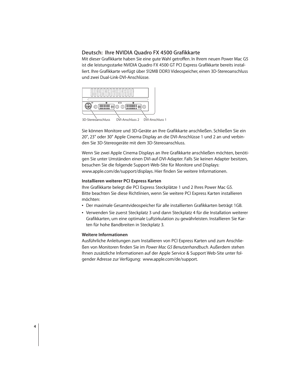 Deutsch:ihre nvidia quadro fx 4500 grafikkarte | Apple NVIDIA Quadro FX 4500 Graphics Card User Manual | Page 4 / 16