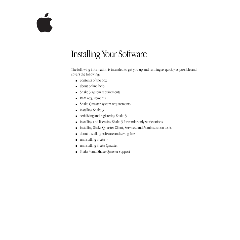 Apple Shake 3.0 User Manual | 16 pages