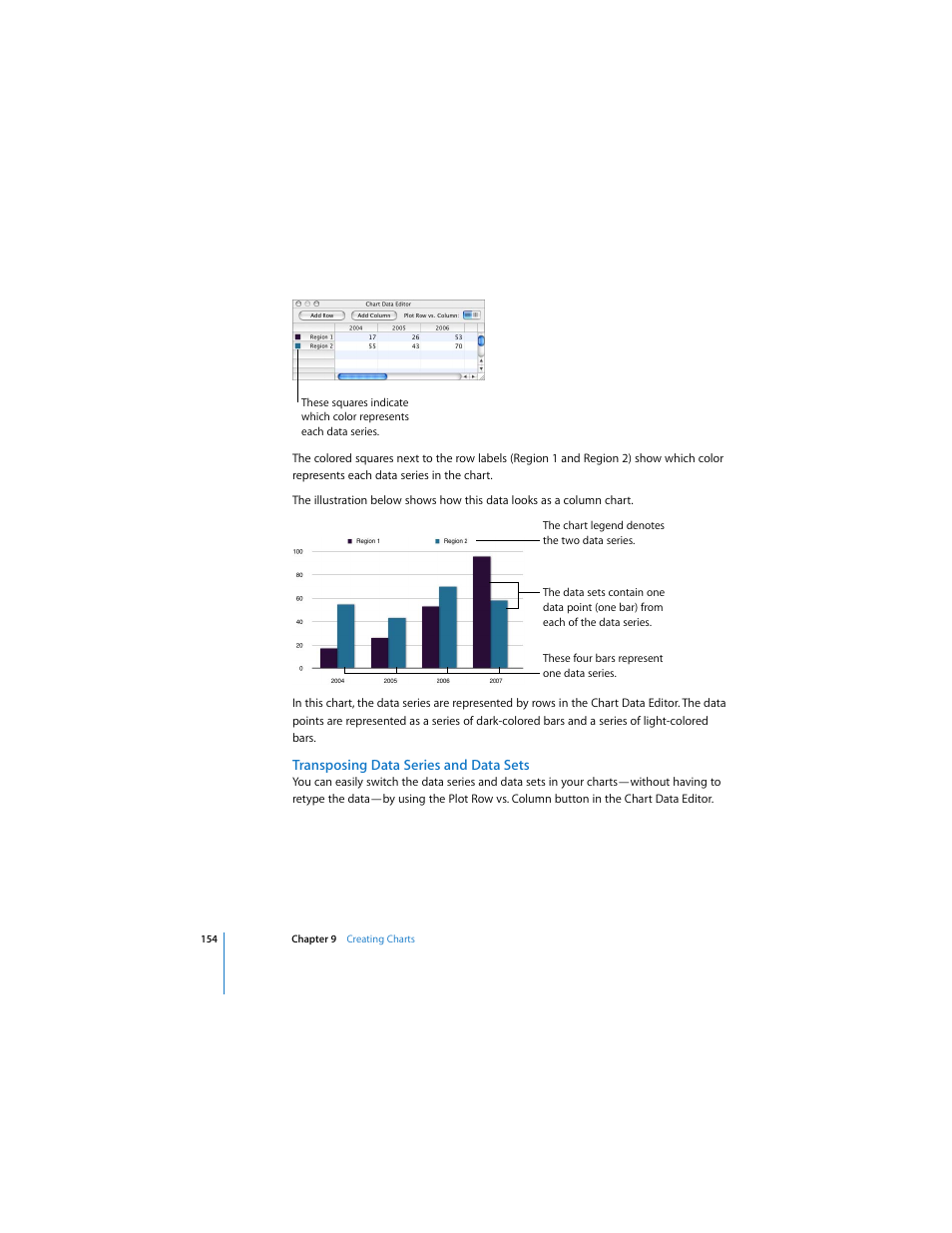 Transposing data series and data sets | Apple Pages User Manual | Page 154 / 192