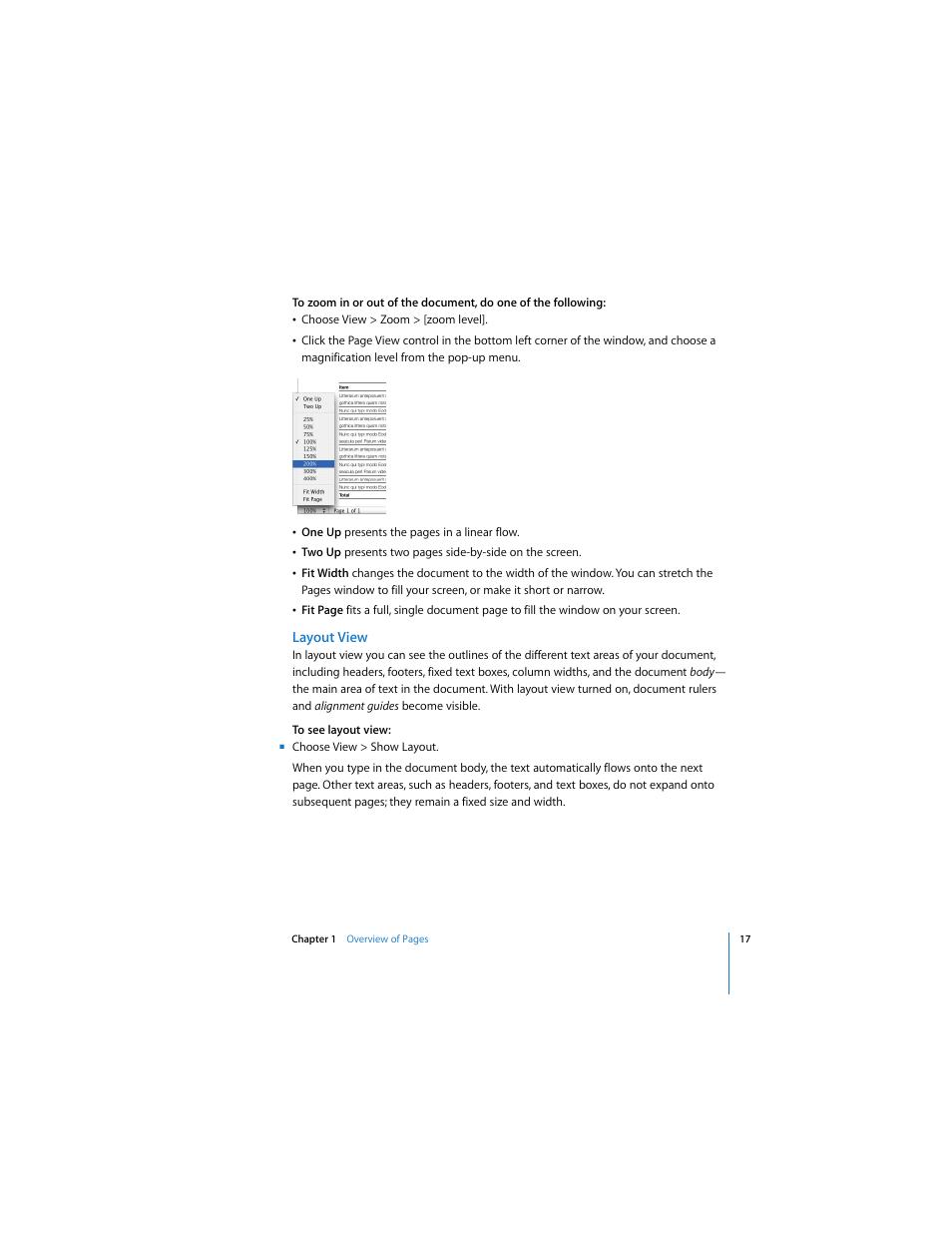 Layout view | Apple Pages User Manual | Page 17 / 192