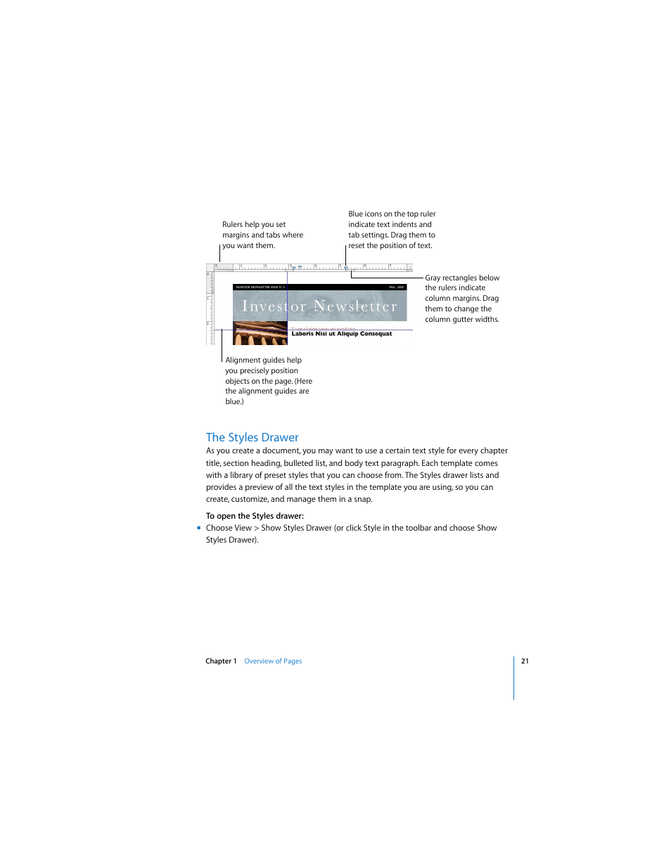 The styles drawer | Apple Pages User Manual | Page 21 / 192