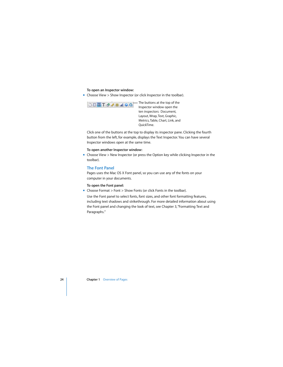 The font panel | Apple Pages User Manual | Page 24 / 192
